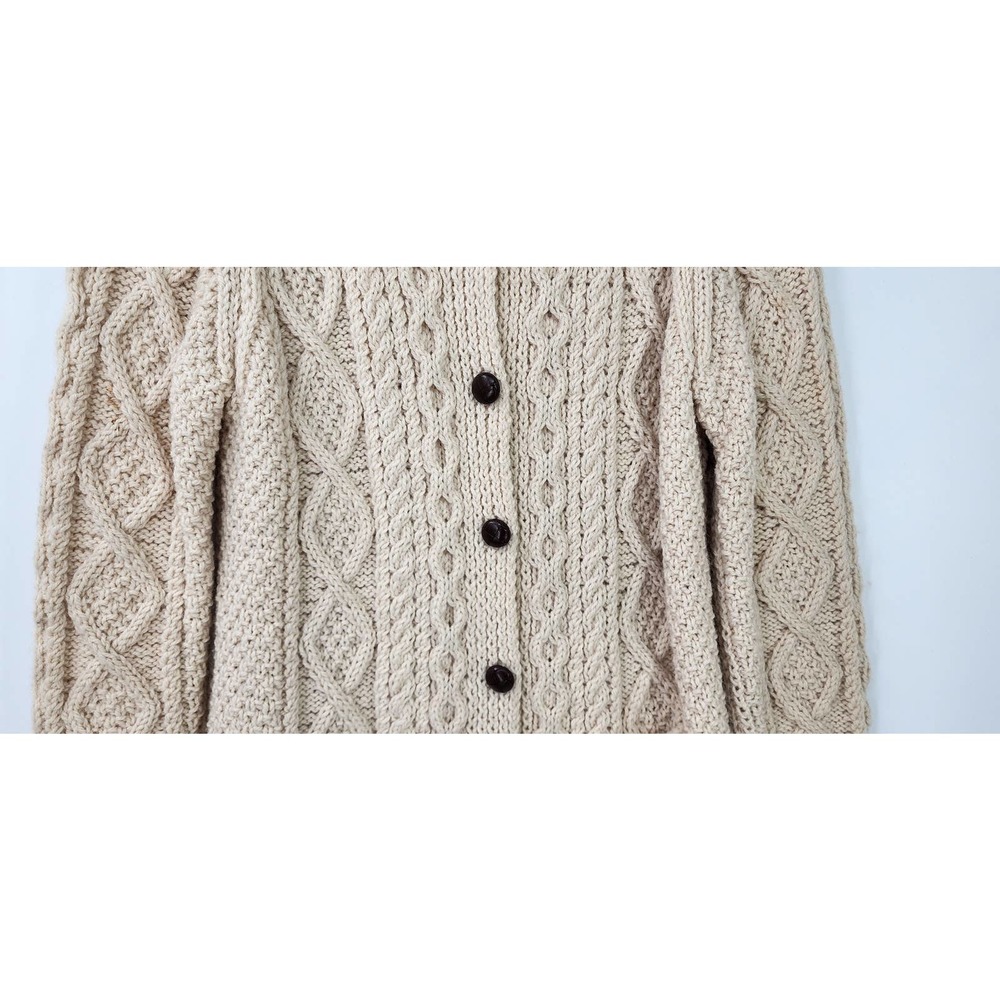 Vintage Cream Wool Sweater Heavy Chunky Knitt Flawed Size‎ Large - Picture 5 of 15